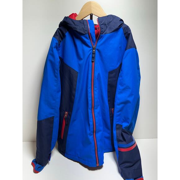 Lands End Boys Stormer Coat Jacket Sz L (14-16) Blue Hooded Pockets Outdoors - Picture 1 of 11